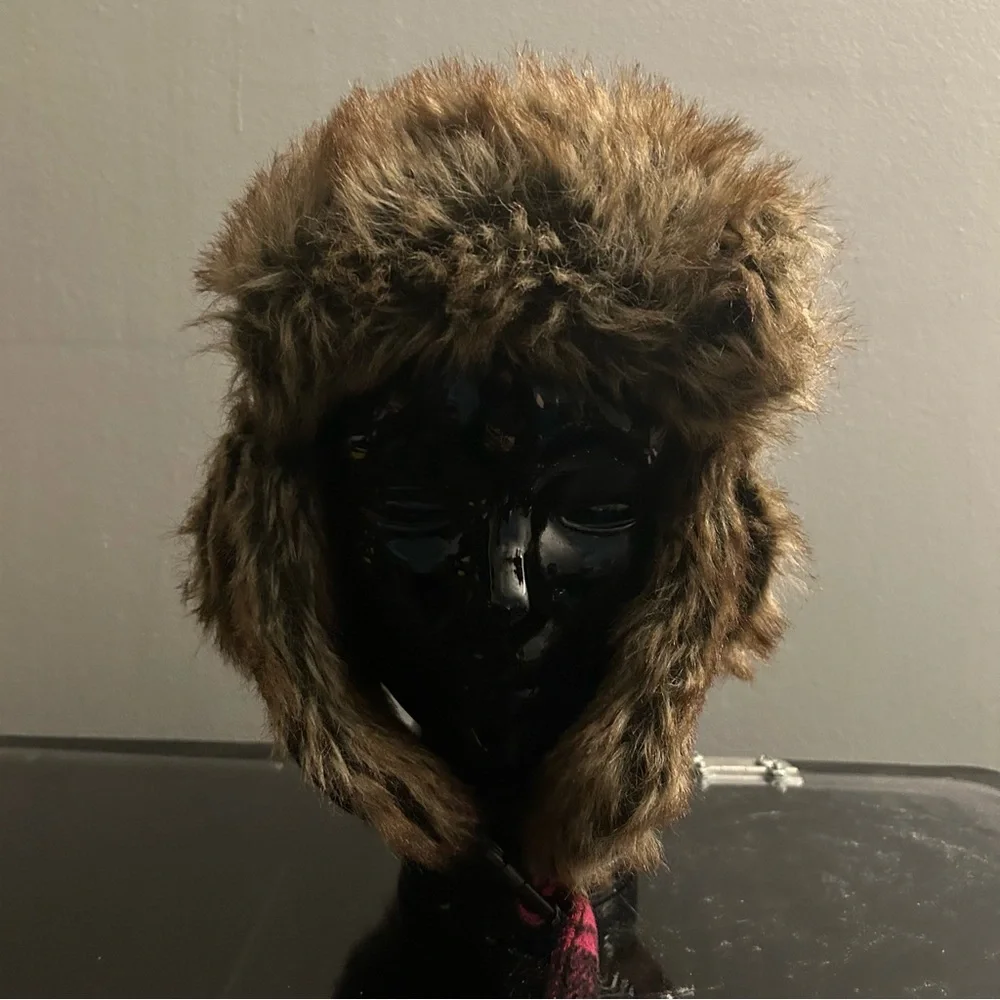 Black Canyon Outfitters Hat Womens OSFA Pink Plaid Mall Cyber Goth‎ Emo Faux Fur